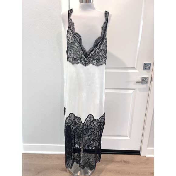 ZARA WOMAN SS24 WHITE LACE SATIN EFFECT DRESS ZW COLLECTION SIZE LARGE 8385/789 - Picture 8 of 16